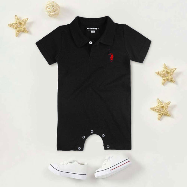 Elo Polo Republica Signature Pony Printed Short Sleeve Baby Romper Grey