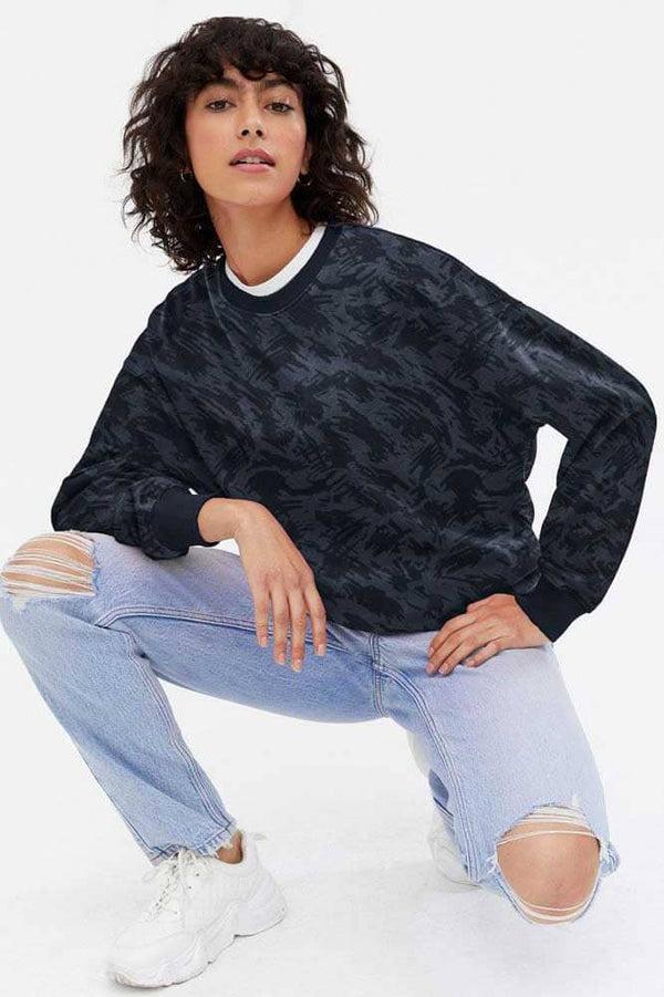 elo Polo Republica Women Calgary Camo Style Terry Sweatshirt Navy