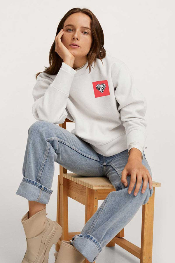 Elo Polo Republica Women's All You Need Is Love Printed Fleece Sweat Shirt Off White