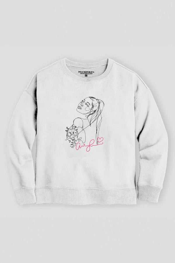 Elo Polo Republica Women's Ariana Grande Printed Fleece Sweatshirt Off White