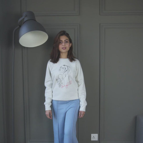 Elo Polo Republica Women's Ariana Grande Printed Fleece Sweatshirt Off White