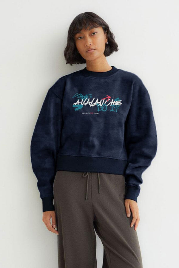 elo Polo Republica Women's Avalanche Printed Terry Sweatshirt Navy