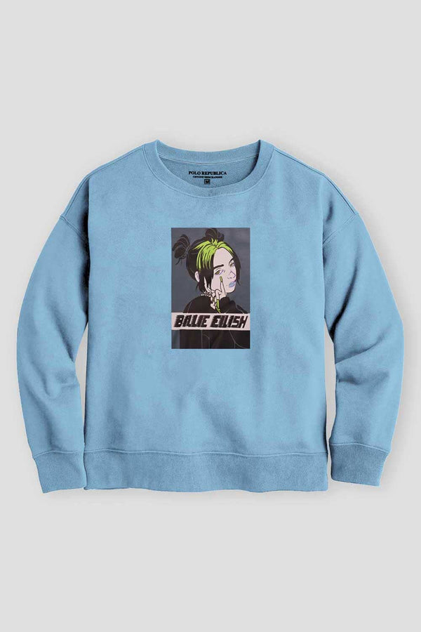 Elo Polo Republica Women's Billie Eilish Printed Fleece Sweatshirt Sky