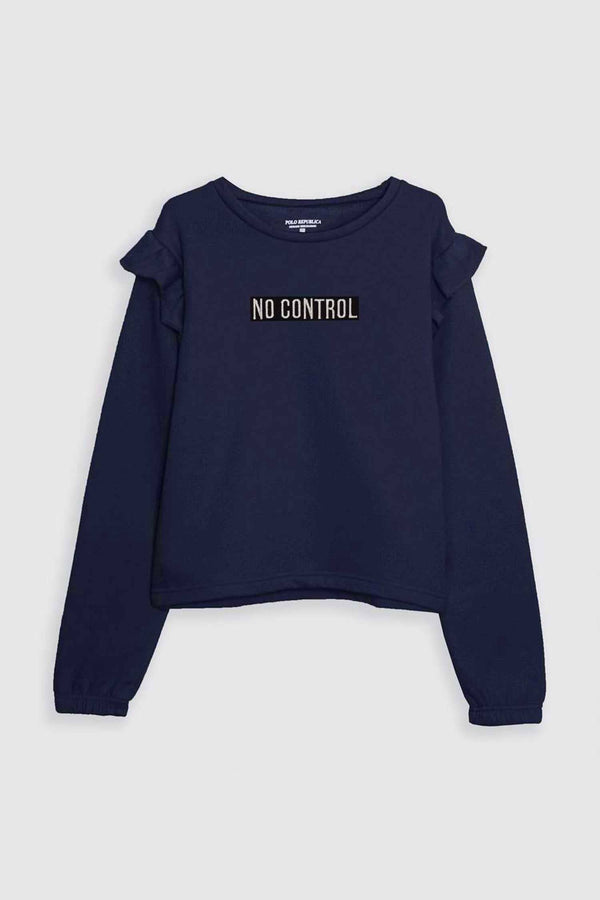Elo Polo Republica Women's Frill No Control Embroidered Fleece Sweatshirt Navy