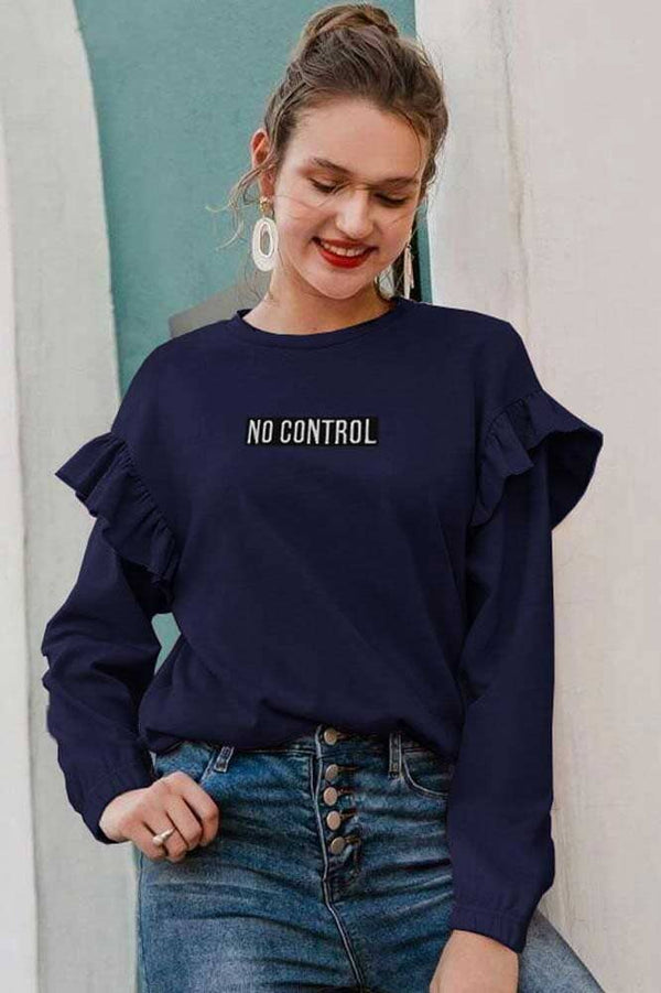 elo Polo Republica Women's Frill No Control Embroidered Fleece Sweatshirt Navy