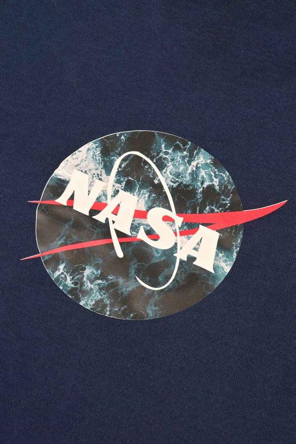 Elo Polo Republica Women's Frill Shoulder Nasa Printed Fleece Sweatshirt Navy
