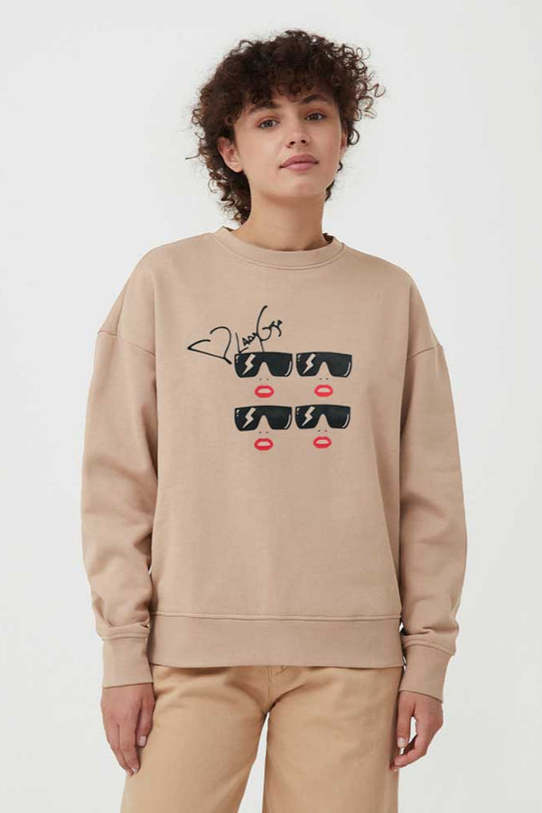 elo Polo Republica Women's Lady Gaga Printed Fleece Sweatshirt Skin