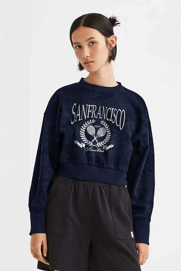 elo Polo Republica Women's San Francisco "Glow in the Dark" Printed Terry Sweatshirt Navy