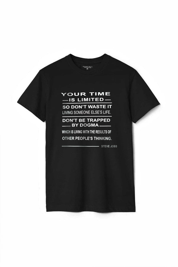 Elo Polo Republica "Your Time Is Limited" By Steve Jobs Tee Shirt Black
