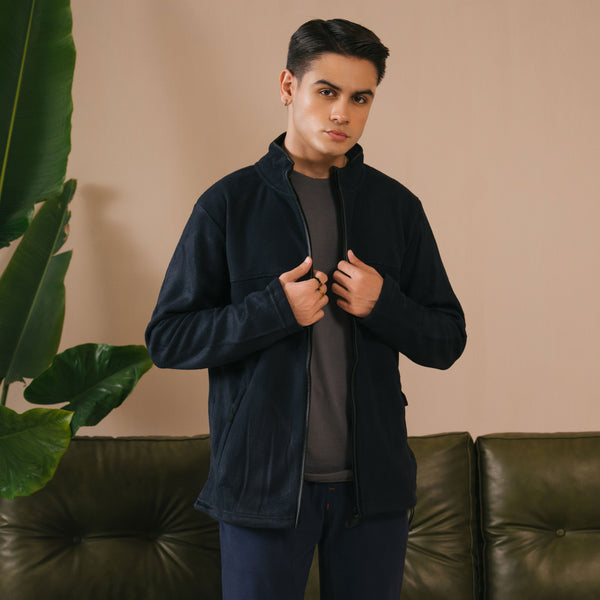 elo Premium Equestrian Men's Full Sleeves Polar Fleece Jacket Navy