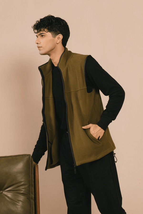Elo Premium Equestrian Men's Polar Fleece Body Warmer Gilet Olive