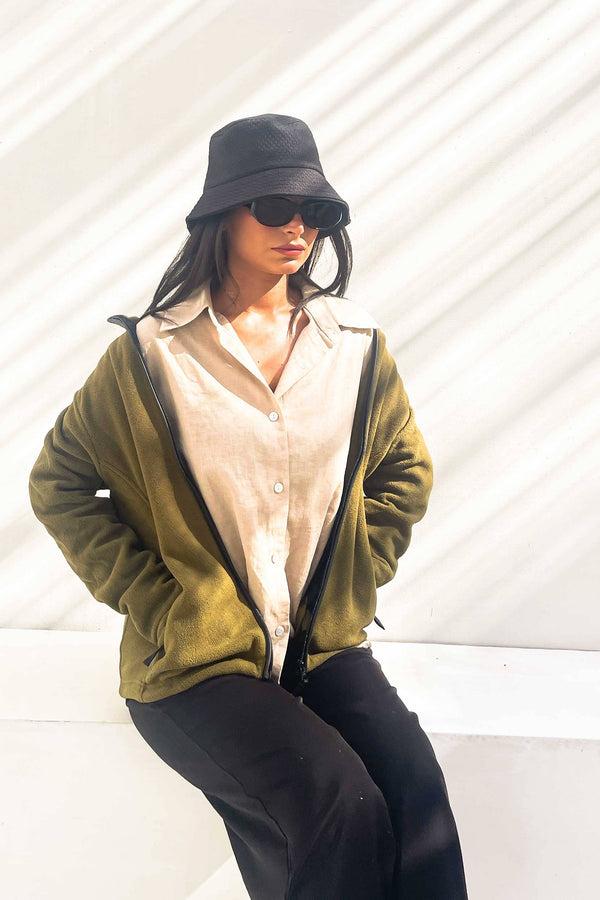 Elo Premium Equestrian Women's Full Sleeves Polar Fleece Jacket Olive