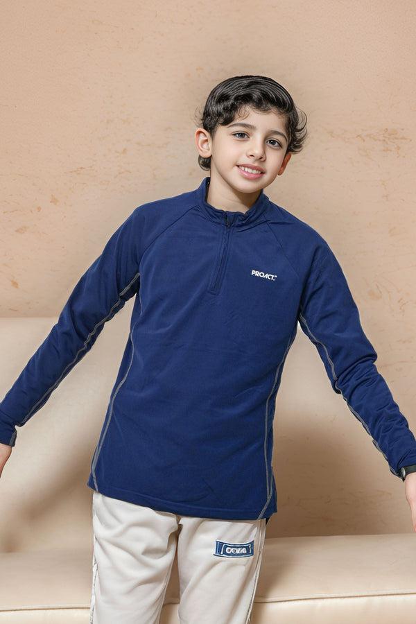 Elo Proact Boy's Mock Neck Quarter Zipper Sweat Shirt Navy