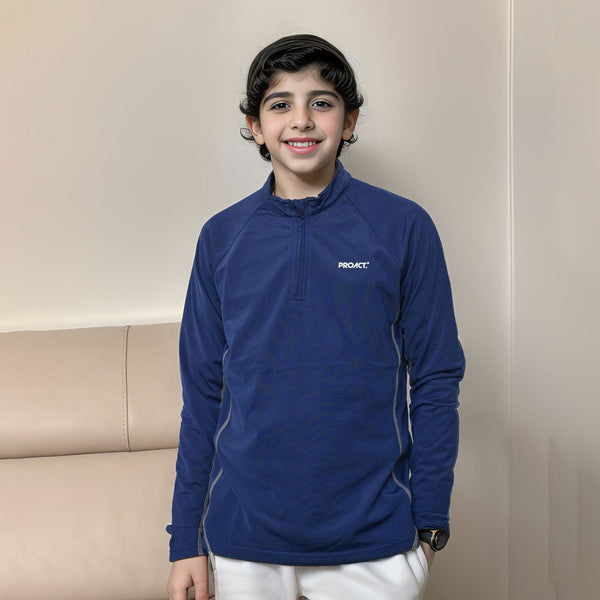 elo Proact Boy's Mock Neck Quarter Zipper Sweat Shirt Navy