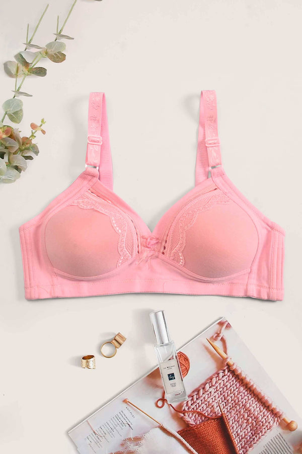 Elo Qiaojiaonu Women's Madrid Design Push Up Padded Bra Pink