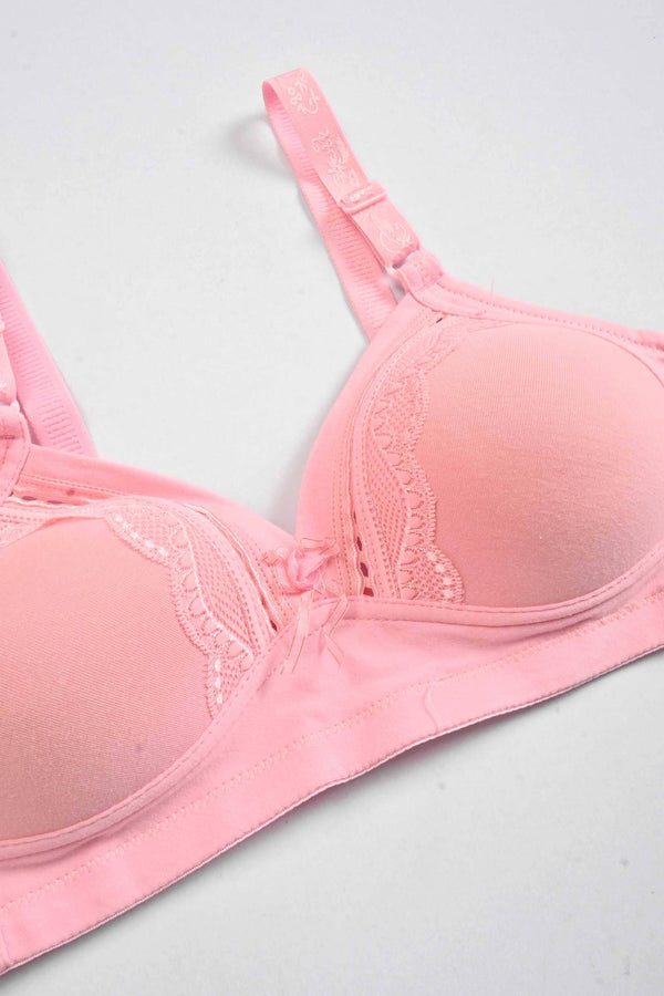 Elo Qiaojiaonu Women's Madrid Design Push Up Padded Bra Pink