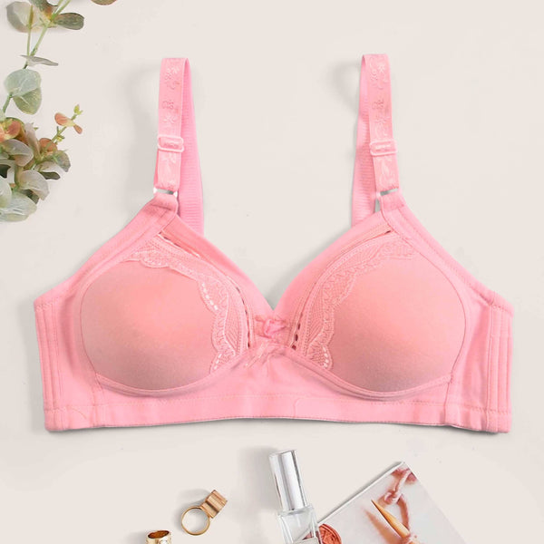 elo Qiaojiaonu Women's Madrid Design Push Up Padded Bra Pink