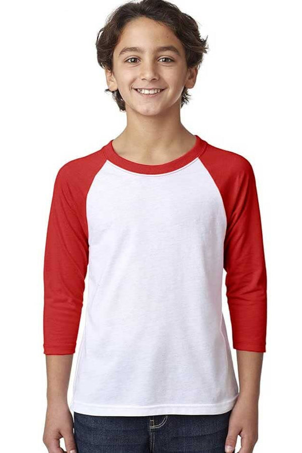 elo R-Youth Boy's Raglan Sleeve Activewear Tee Shirt White & Red