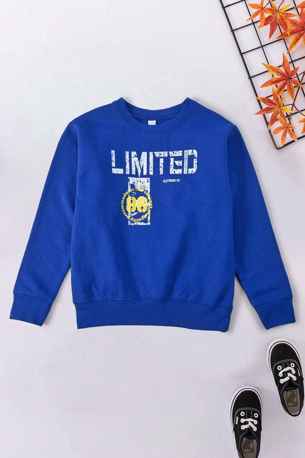 Elo Rabbit Skins Boy's Limited Printed Fleece Sweat Shirt Royal