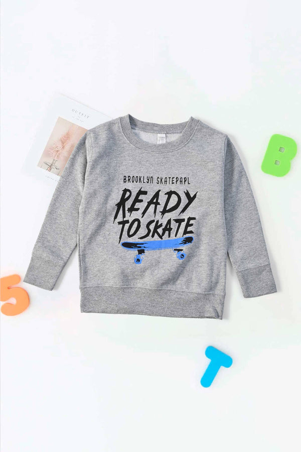 Elo Rabbit Skins Boy's Ready To Skate Printed Fleece Sweat Shirt Heather Grey