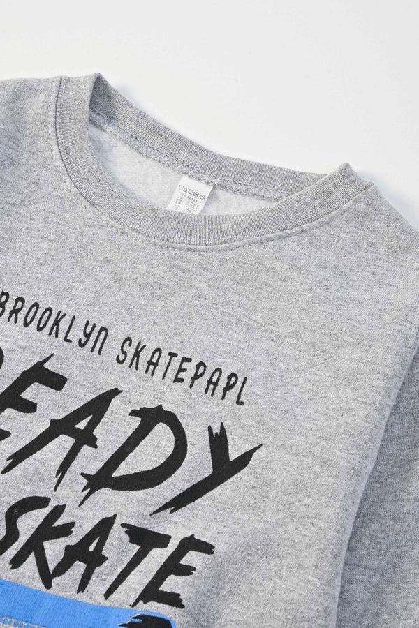 Elo Rabbit Skins Boy's Ready To Skate Printed Fleece Sweat Shirt Heather Grey