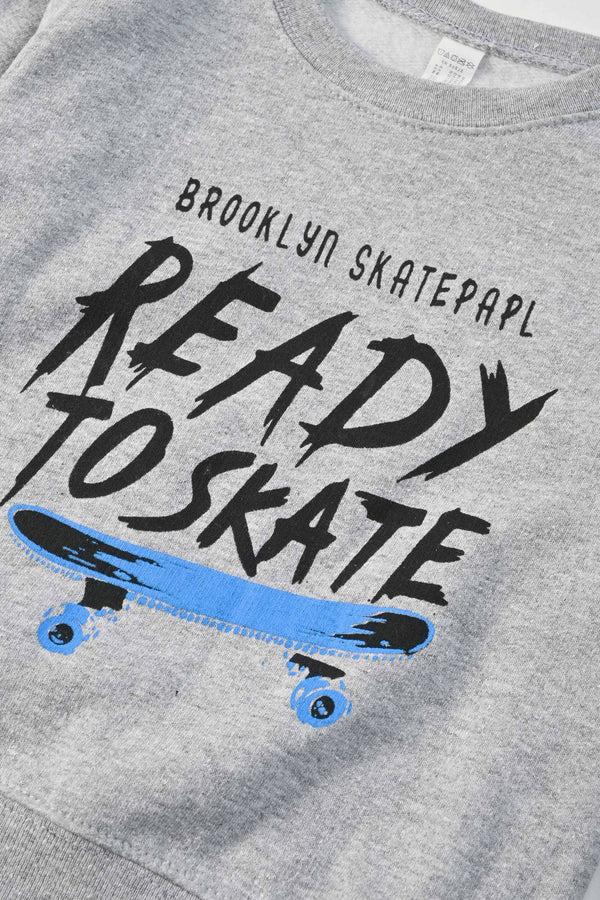 Elo Rabbit Skins Boy's Ready To Skate Printed Fleece Sweat Shirt Heather Grey