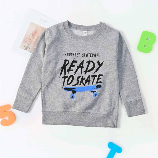 elo Rabbit Skins Boy's Ready To Skate Printed Fleece Sweat Shirt Heather Grey