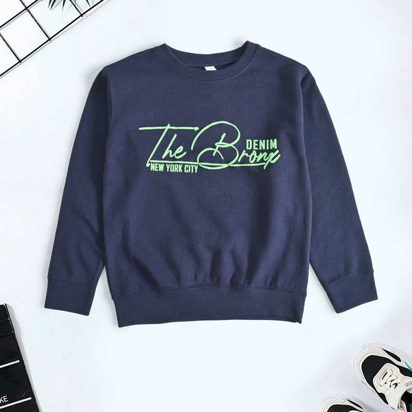 elo Rabbit Skins Boy's The Bronx Printed Fleece Sweat Shirt Navy