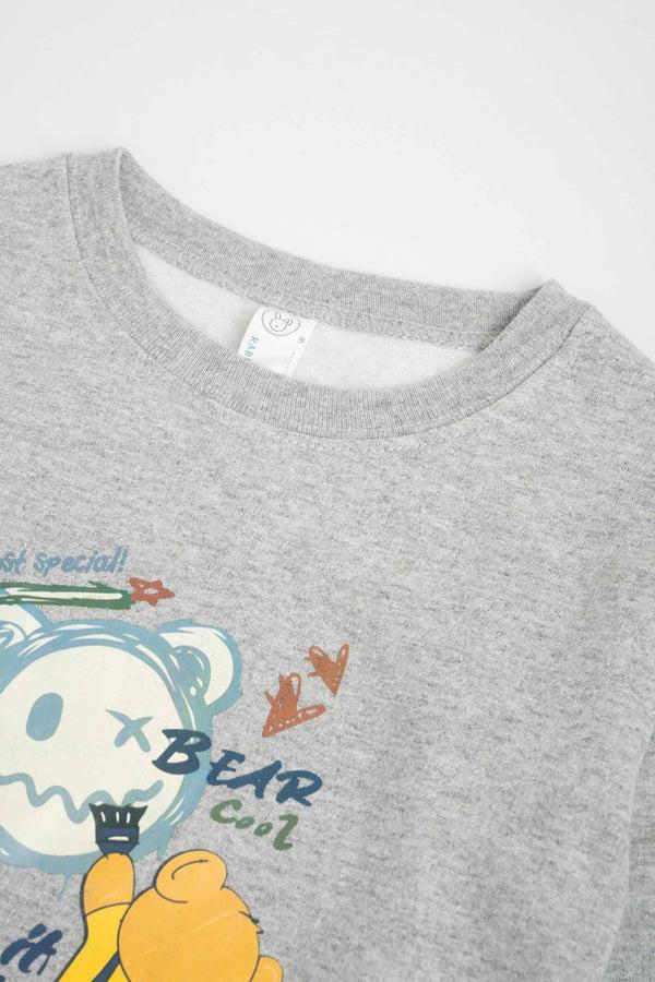 Elo Rabbit Skins Kid's Bear Cool Printed Fleece Sweatshirt Heather Grey