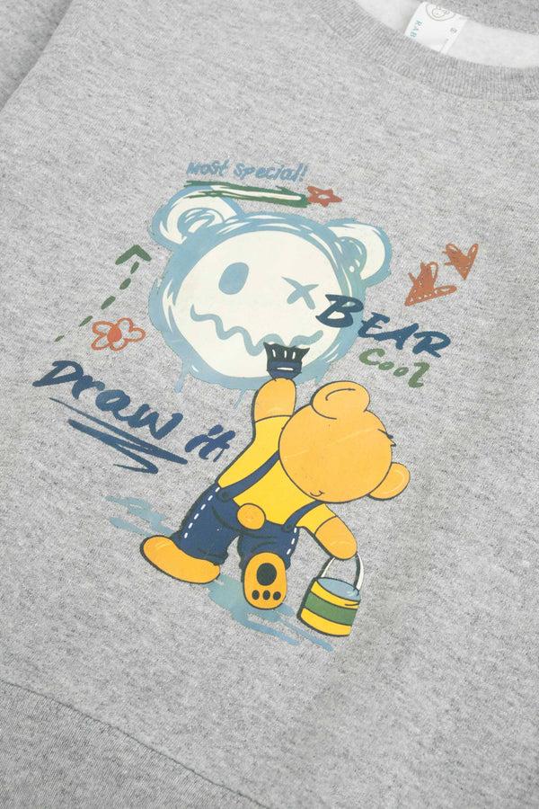 Elo Rabbit Skins Kid's Bear Cool Printed Fleece Sweatshirt Heather Grey