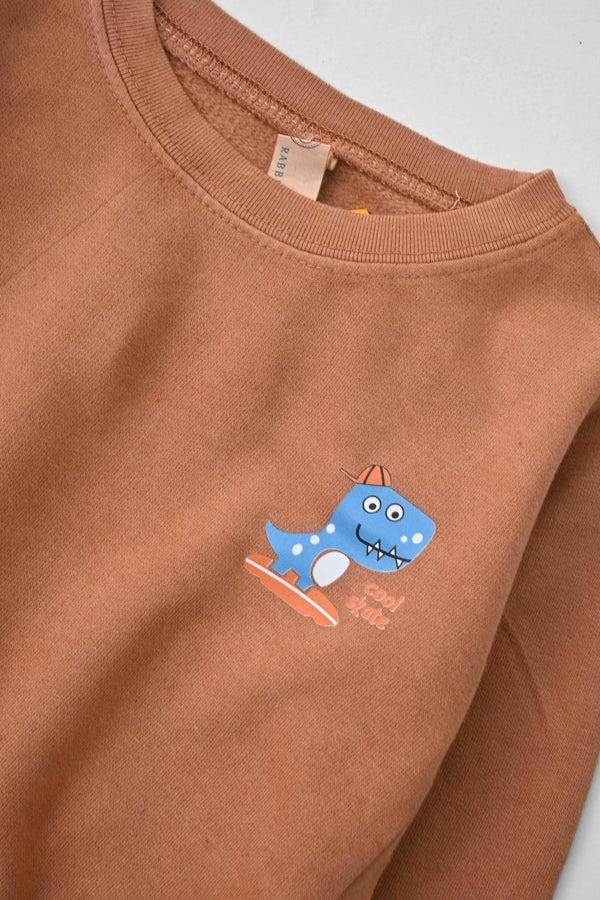 Elo Rabbit Skins Kid's Cool Skate Printed Fleece Sweatshirt Brown