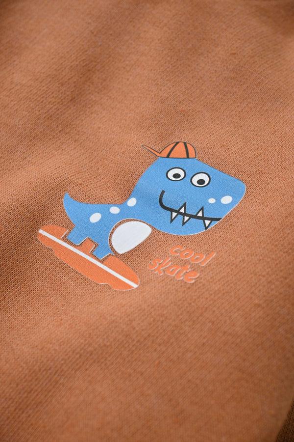 Elo Rabbit Skins Kid's Cool Skate Printed Fleece Sweatshirt Brown