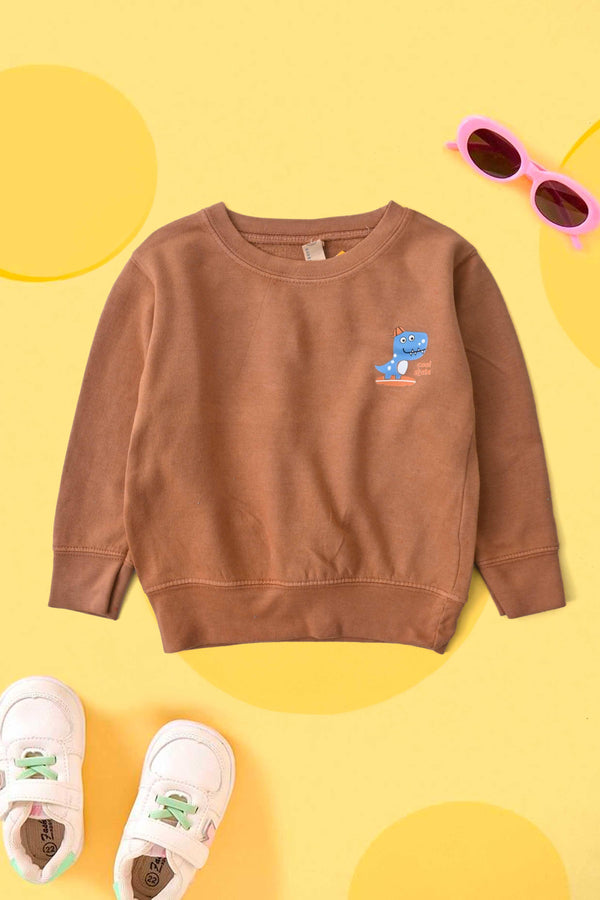 elo Rabbit Skins Kid's Cool Skate Printed Fleece Sweatshirt Brown