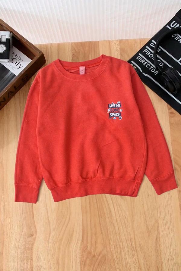 elo Rabbit Skins Kid's Give Me Some Space Printed Fleece Sweatshirt Red