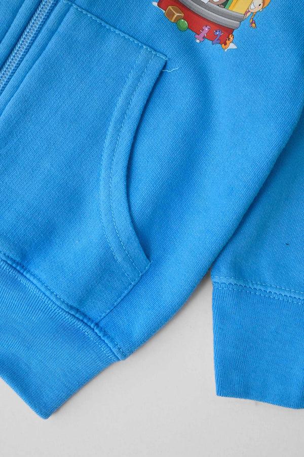 Elo Rabbit Skins Kid's Printed Zipper Hoodie Aqua Blue
