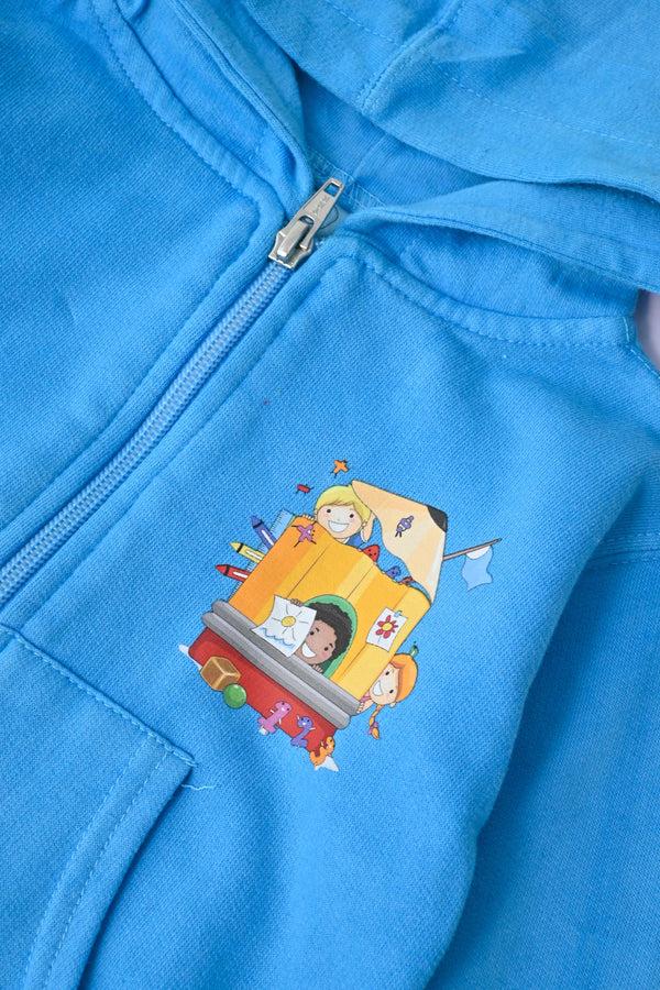 Elo Rabbit Skins Kid's Printed Zipper Hoodie Aqua Blue