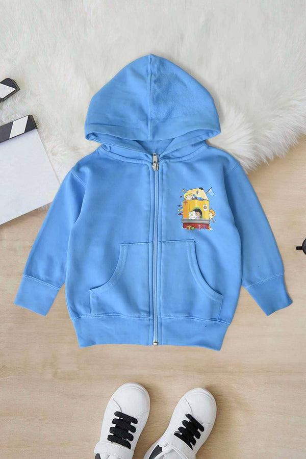 elo Rabbit Skins Kid's Printed Zipper Hoodie Aqua Blue