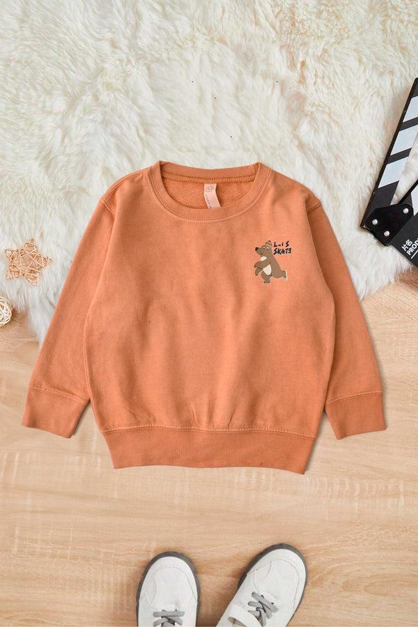 elo Rabbit Skins Kid's Teddy Bear Printed Fleece Sweatshirt Peach