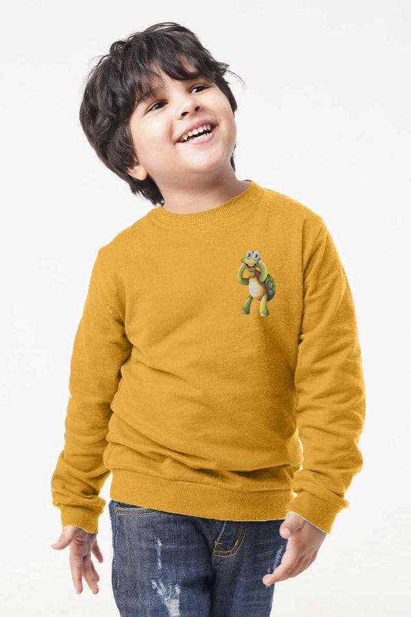 Elo Rabbit Skins Kid's Turtle Printed Fleece Sweatshirt Yellow