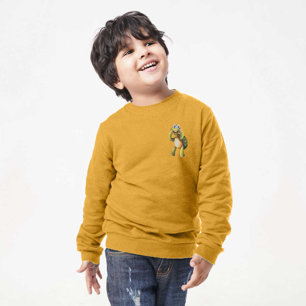 elo Rabbit Skins Kid's Turtle Printed Fleece Sweatshirt Yellow