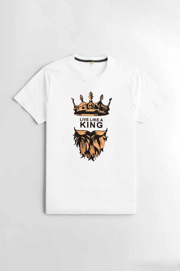elo Richman King Crown Printed Short Sleeve Tee Shirt White