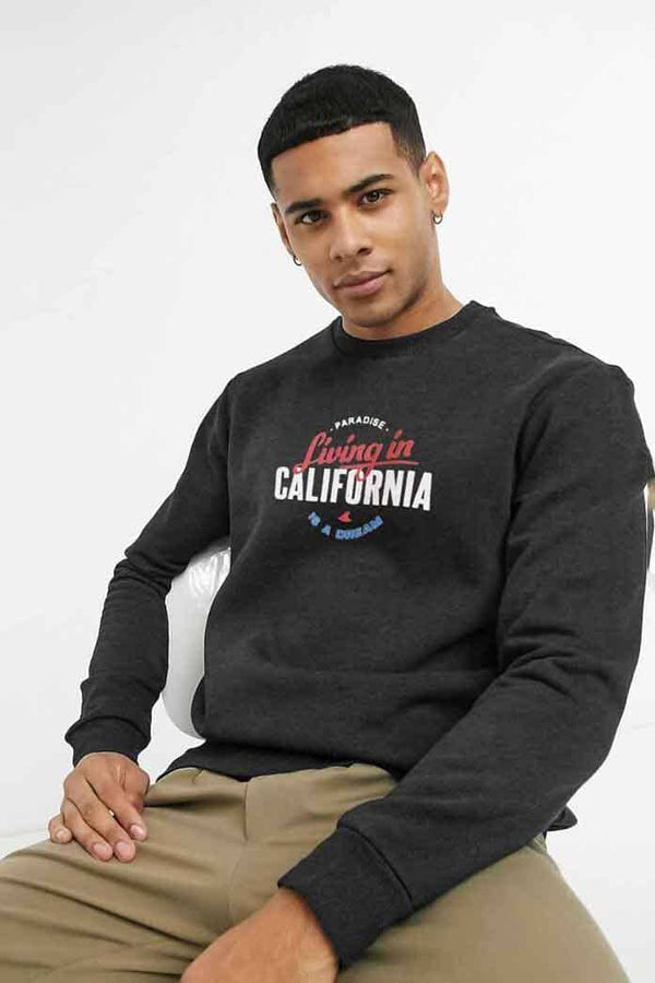 Elo Richman Men's California Printed Fleece Sweat Shirt Green