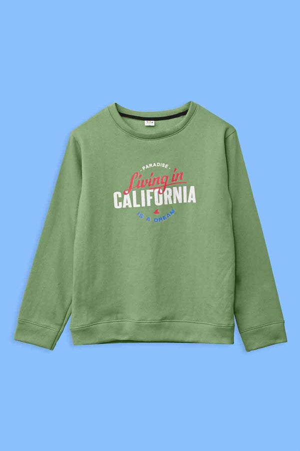 elo Richman Men's California Printed Fleece Sweat Shirt Green