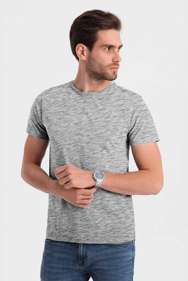 elo Richman Men's Classic Crew Neck Tee Shirt Grey Melange