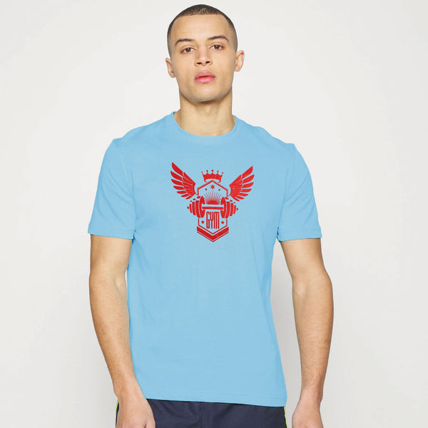 elo Richman Men's Gym Printed Short Sleeve Tee Shirt Sky
