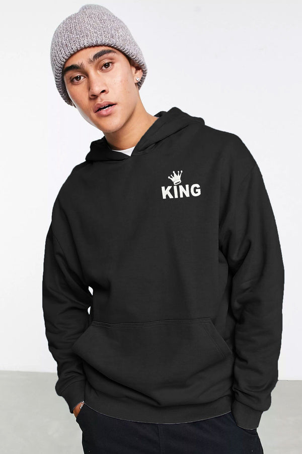 Elo Richman Men's King Crown Printed Pullover Fleece Hoodie Tea Pink