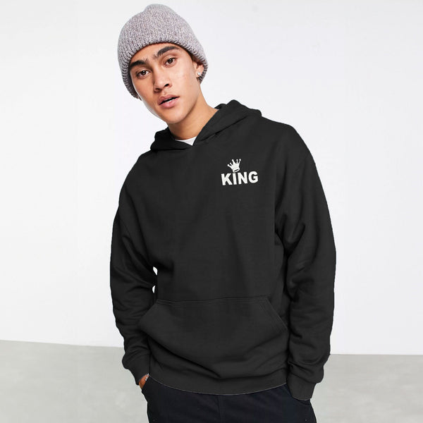 Elo Richman Men's King Crown Printed Pullover Fleece Hoodie Tea Pink