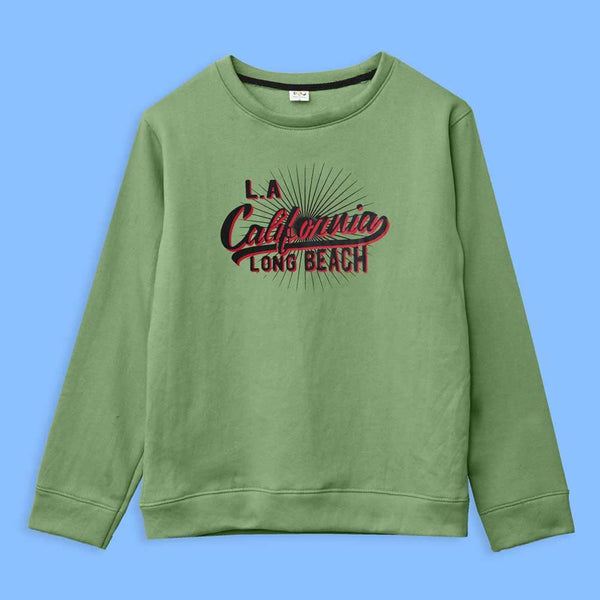 elo Richman Men's Long Beach California Printed Fleece Sweat Shirt Green