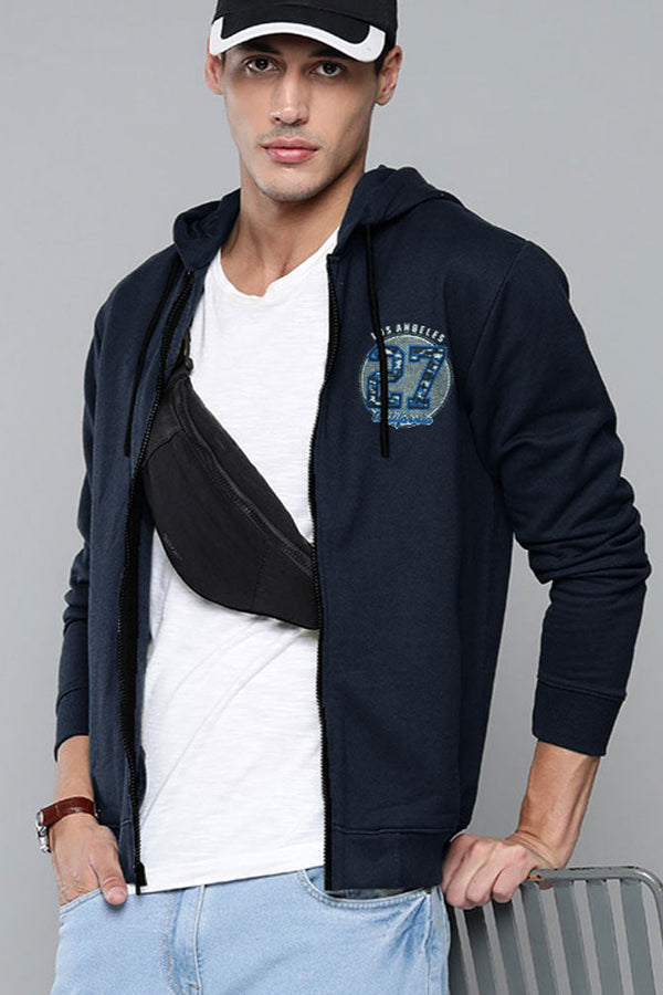 Elo Richman Men's Los Angeles 27 Printed Fleece Zipper Hoodie Ash Grey