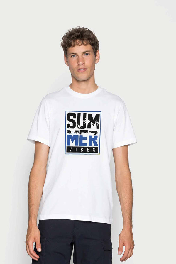 Elo Richman Men's Summer Vibes Printed Short Sleeve Tee Shirt Slate Grey